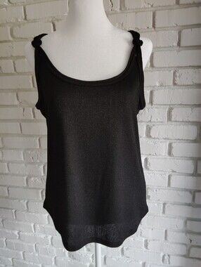 White House Black Market Metallic Knotted Shoulder Tank, sz S